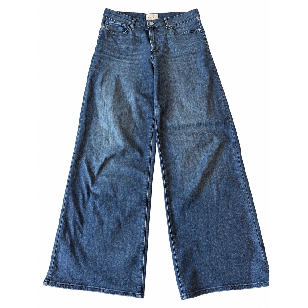 Frame Le High Wide Leg Jeans Guilty Wash Dark Blue Denim Size 30 OPLSP291